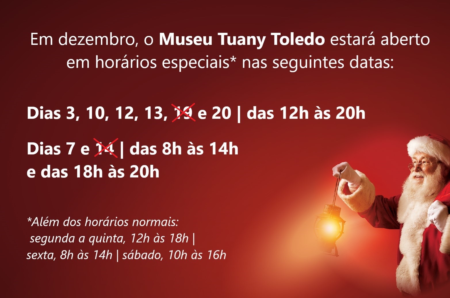 Imagem 2 da notícia: Museu abrirá em horários especiais no mês de dezembro